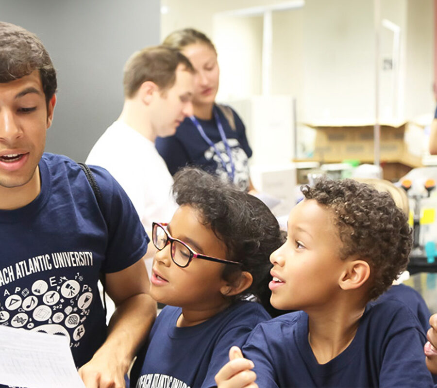 Students participate in an elementary education children's event.